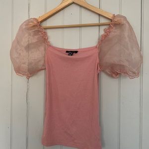 Pink puff sleeve top